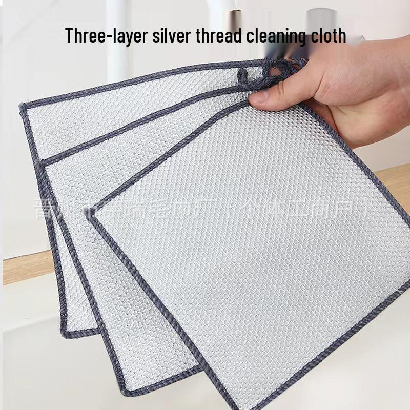 Lavetă abrazivă triplu strat din oțel inoxidabil: Lavetă de curățat bucătăria antiaderentă, rezistentă la ulei