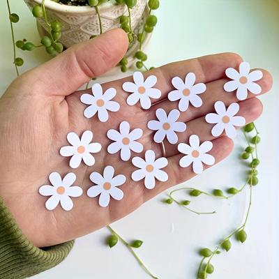 1 Feuille de 48 Mini Marguerites Blanches Mini Fleurs Pack d'Autocollants Autocollants pour Bouteille d'Eau Autocollants pour Téléphone Portable, fournitures d'artisanat