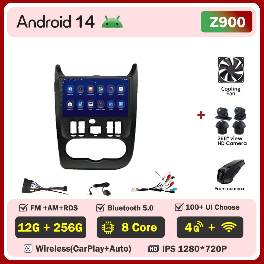 For Renault Logan 1 Sandero 2009-2015 Largus Dacia Duster Car Multimedia Video Player Touch Screen Android 14 Autoradio 5G Wifi