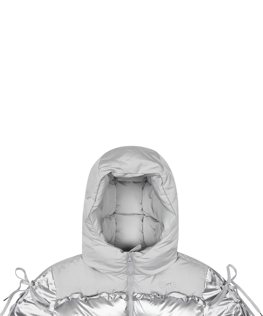 Luvistrue Am Ribbon Frill Puffer Jacket(Silver)