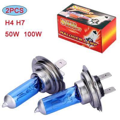 Car Light Headlights 6000K Auto Car Headlight Parking Light Lamp 2PCS 12V H7 H4 50W 100W Super White Halogen Bulb