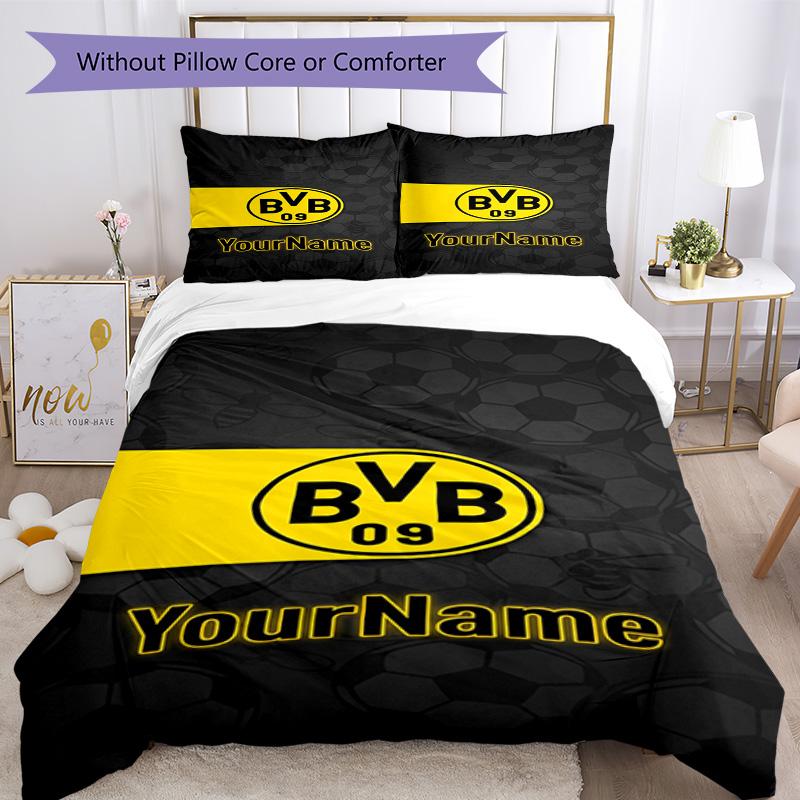 Borussia Dortmund Adınızı Özelleştirin Nevresim Takımı Nefes Alabilen Yorgan Kılıfı Yastık Kılıflı Ev Dekorasyonu Doğum Günü Hediyesi