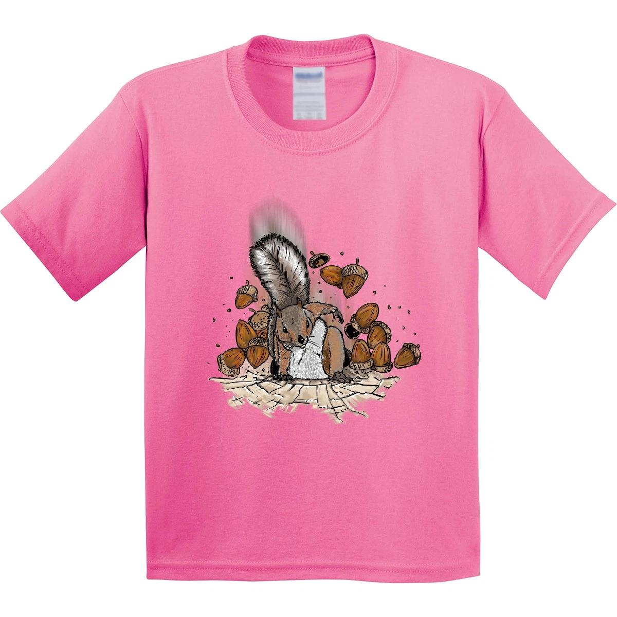 Inktastic Squirrel Superhero Landing With Acorns Youth T-Shirt Animals Funny Man 100
