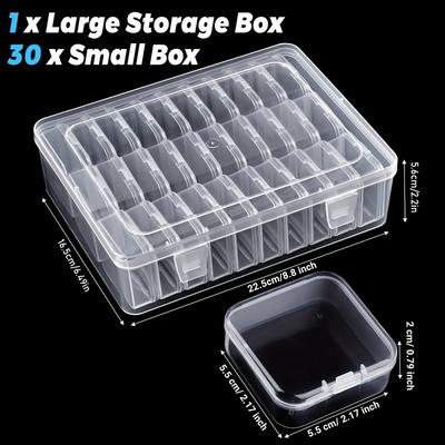 1 Set Clear Plastic Storage Containers with Hinged Lid, Mini Organizer Box for Jewelry Making DIY Bracelets Beading Nails Screws Seeds Small Parts