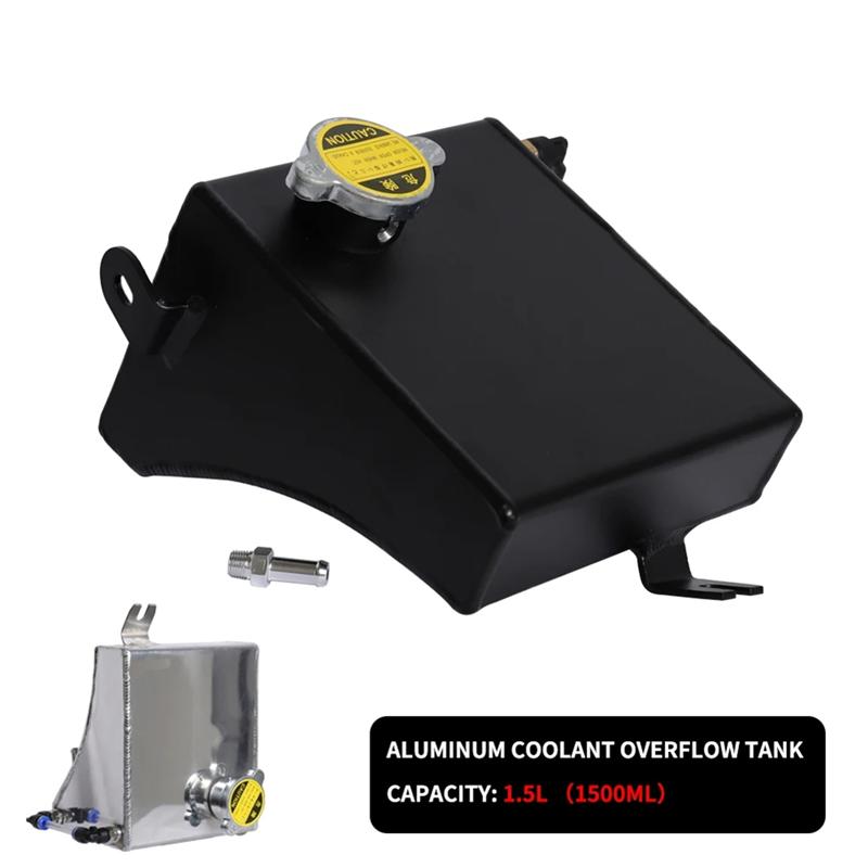 Aluminum 1.5L Coolant Overflow Tank For Nissan 240SX 240SX S13 SR20DET KA24DE KA24E KA24 Auxiliary Cooling Kettle