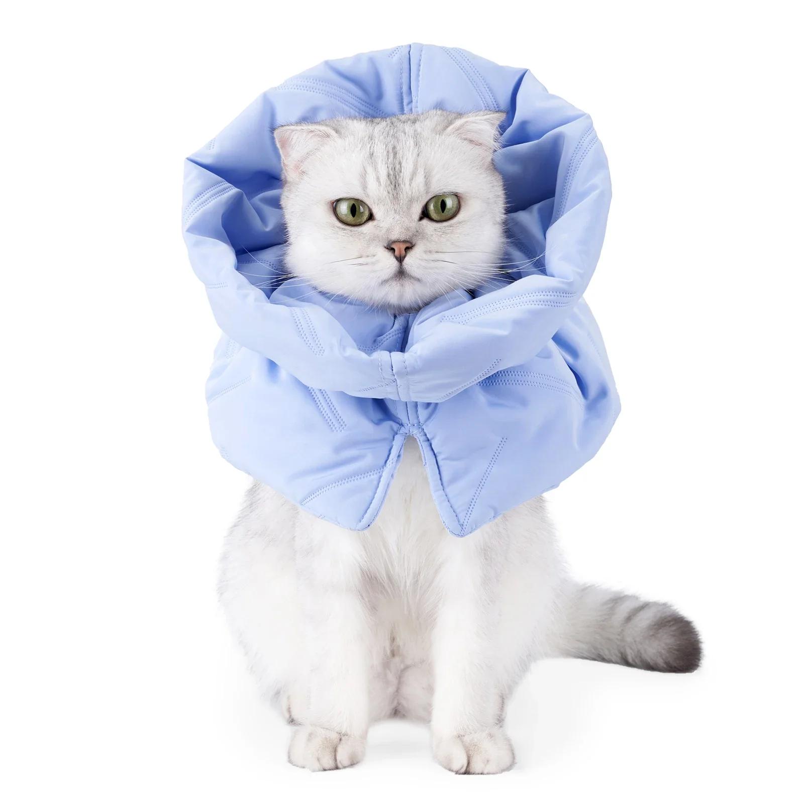 

Cat Elizabethan Collar Healing Protective Collar Recovery Collar for After Surgery Adjustable Wound Healing Pet Neck Cone S світло-синій колір