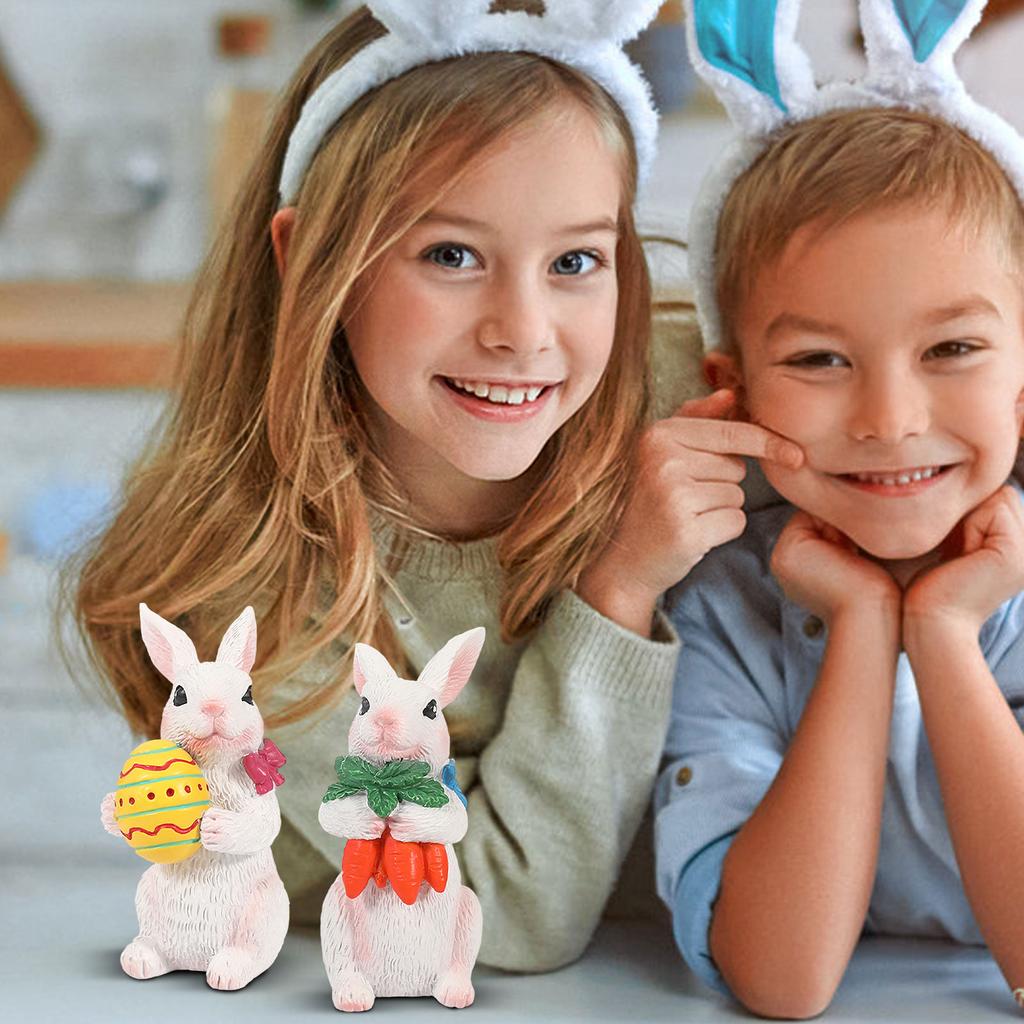 Easter Bunny Figurine, Standing Resin Bunny Couple Statue, Desktop Ornament, Holiday Gift, Suitable For Gardens, Tables, Offices, And Mantels