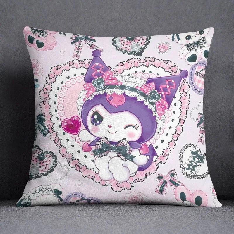 Cartoon Sanrio Pillow Cover Hello Kitty Kulomi Living Room Sofa Cushion Cover Bedroom Home Decoration Child Room Decoration