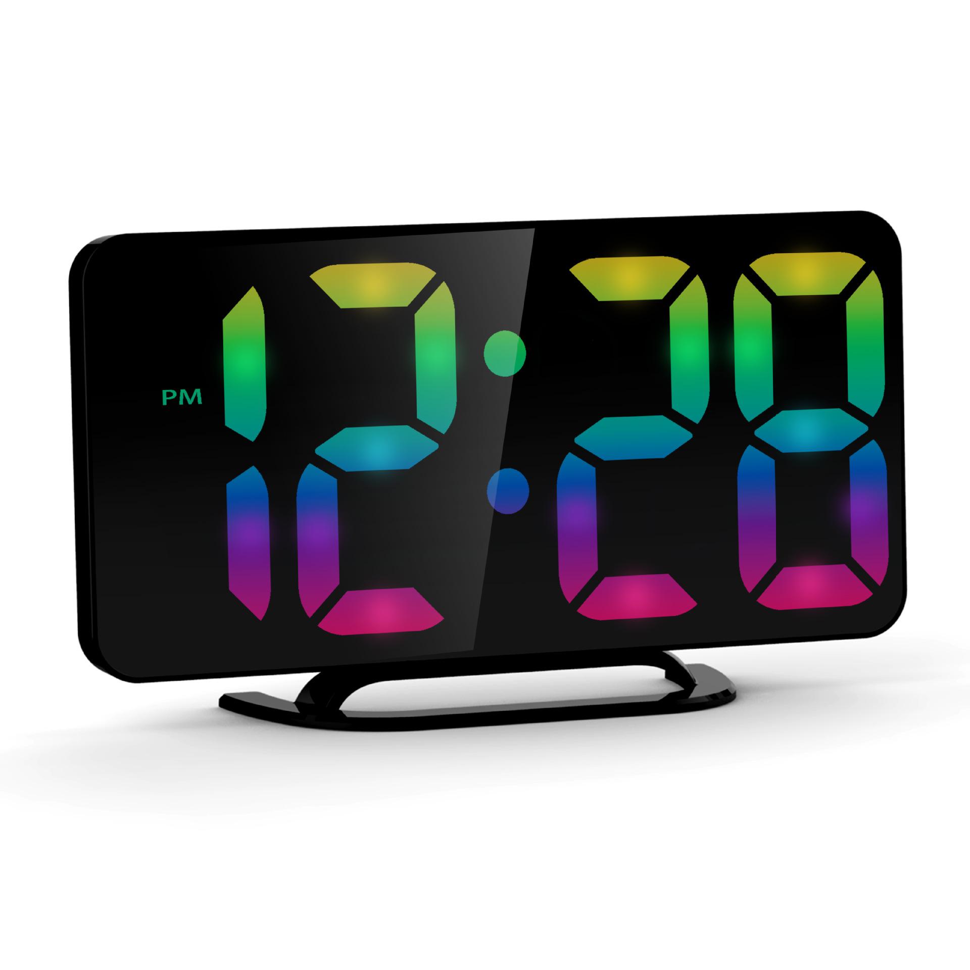 

Красочный детский будильник Светодиодный дисплей с крупным шрифтом Электронные часы Студенческий цифровой будильник