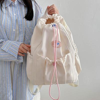 Einfarbig Frische Farbe Kordelzug Rucksack Große Kapazität Koreanischer Stil Schultasche für Studenten Nylon Aufbewahrungstasche Umhängetasche