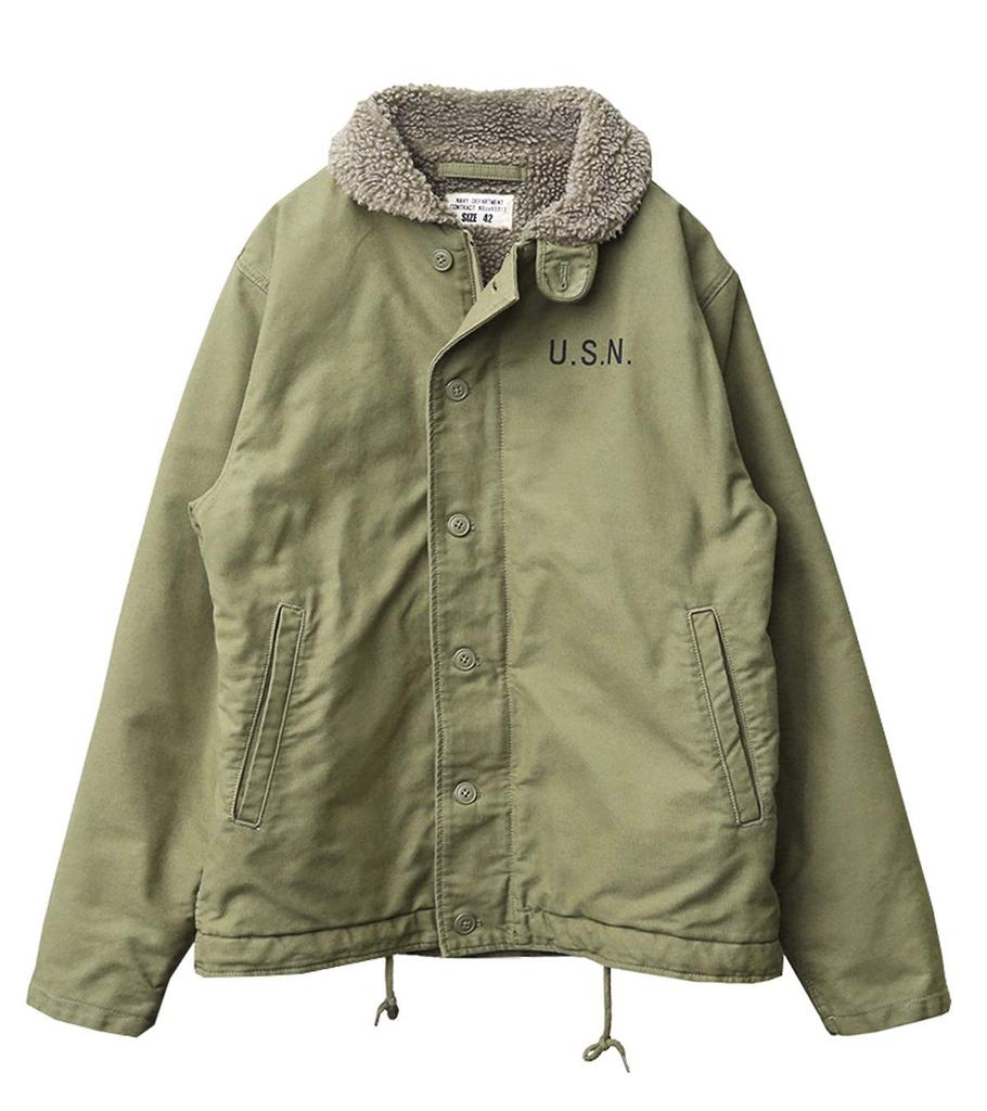 WAIPER Navy Deck Jacket with Stencil Tan Size 36 U.S. N-1 U.S.N. - [WP02] (S)