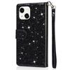 For iPhone 15 Glittery Zipper Pocket Leather Case Wallet Stand Anti-drop Phone Cover