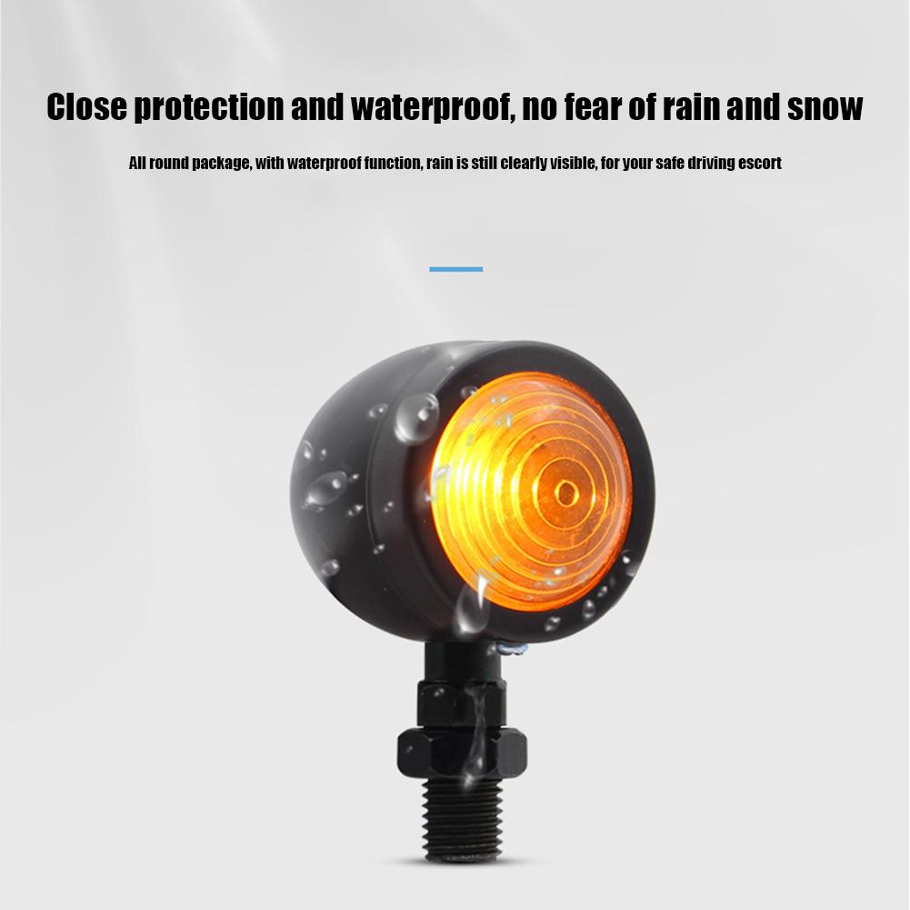 2pcs Motorcycle Turn Signals IP66 Waterproof Amber Lens Retro Motorbike Indicator Blinker Lights 12V Motorcycle Accessories