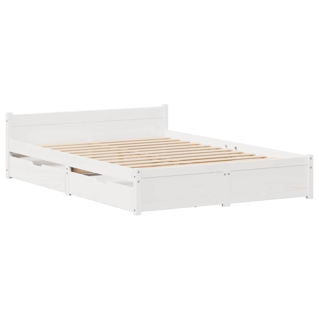 Solid Wood Bed without Mattress White 140x200 cm Pine Wood