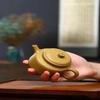 Handmade 160cc Yellow Orange Peel Master Kettle Flat Teapot - Grapefruit Peel Infused Oolong Tea Ceremony Health Pot - Your Favo