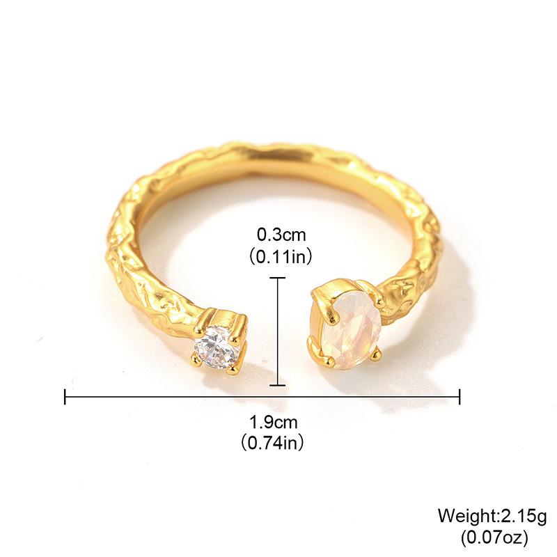 Tin foil texture opal ring women s fashion small diamond public design ins cold wind opening French light luxury