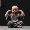 Black Pottery Buddhist Monks Miniature Figurines Buddha Statue Sculpture Tea Filter Funel Set Ornaments Home Docor Decoration