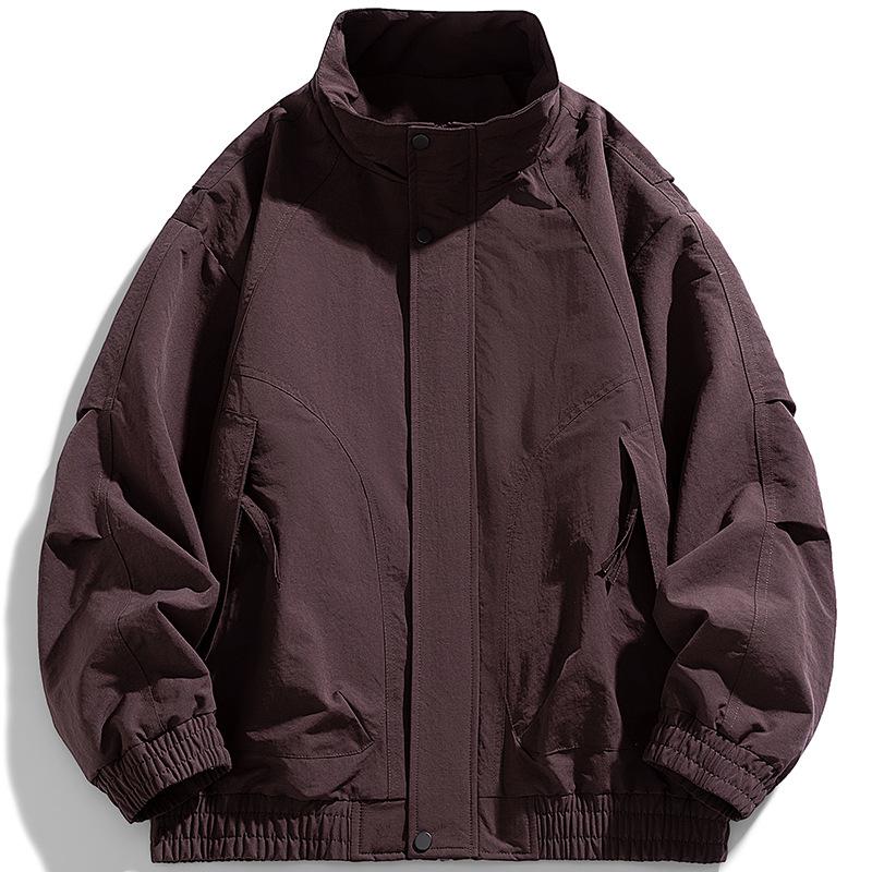 Giacca da Uomo Stile Americano Antivento Larga Casual Streetwear Cappotto Top alla Moda Freschi per Primavera Autunno