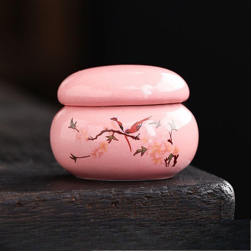 

Travel Portable Ceramic Tea Caddy Home Tea Container Moisture-proof Jar Coffee Airtight Jars Kitchen Spice Nut Storage Container 4.5x3.5cm 15ml