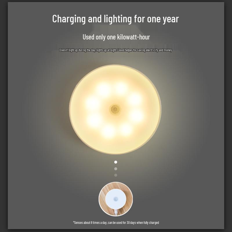 Wireless LED Infrared Sensor Night Light: Rechargeable Magnetic Bedside Lamp