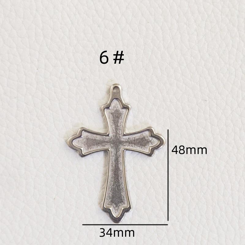 Retro European Style Stainless Steel Cross Pendant for DIY Jewelry Making