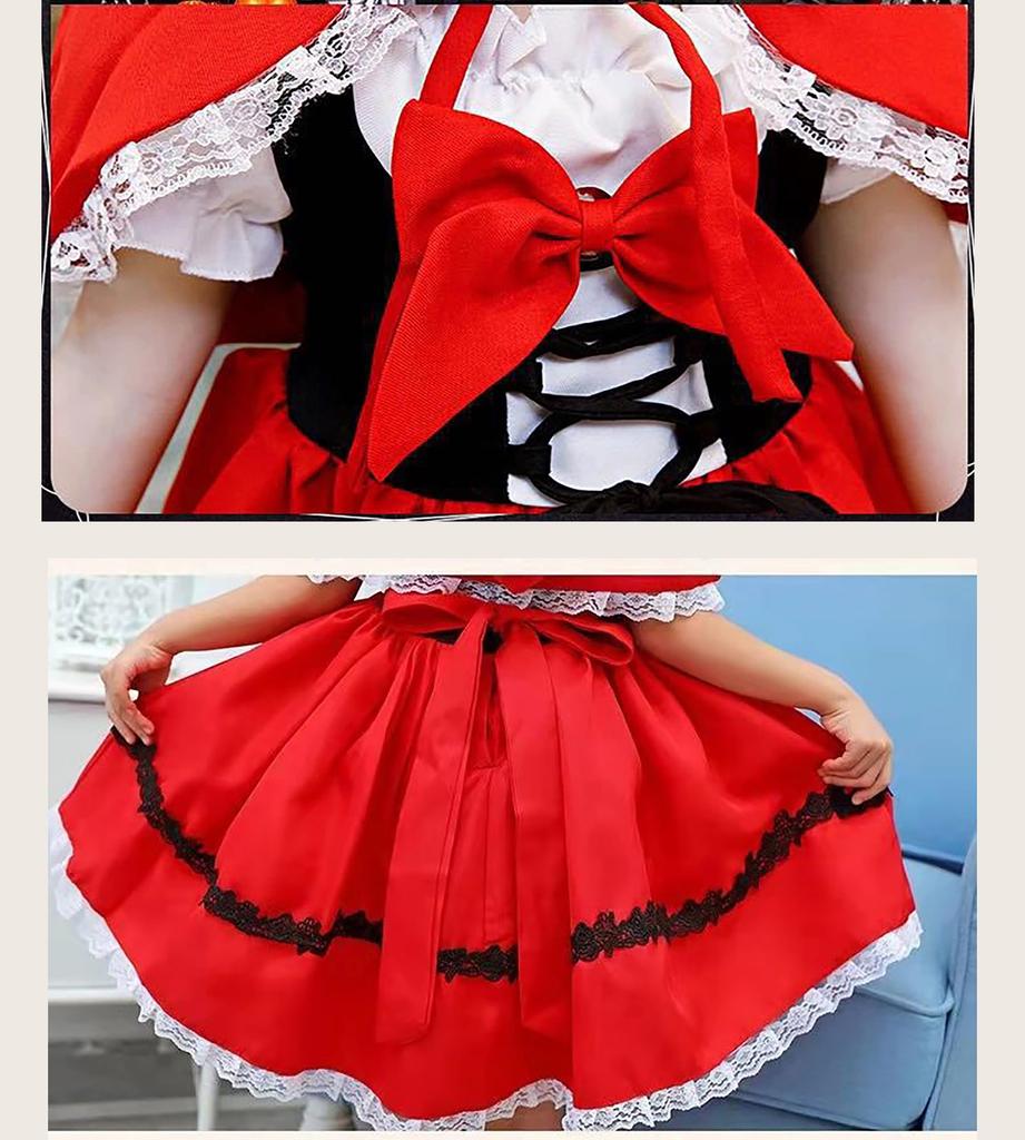 Halloween Cosplay for Little Red Riding Hood Kids Ribbon Cosplay Little Red Riding Hood Kids Halloween Kids Christmas Costume School Stage Birthday