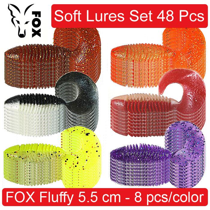 

Soft Lures Set FOX FLUFFY #1, 55 мм. Набір силіконових приманок для риболовлі - 48 шт. 48 pcs