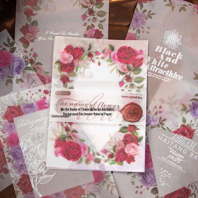 Beautiful Day Vintage Floral Series: Retro Sulfuric Acid Paper Journal with 8 Unique Collage Styles