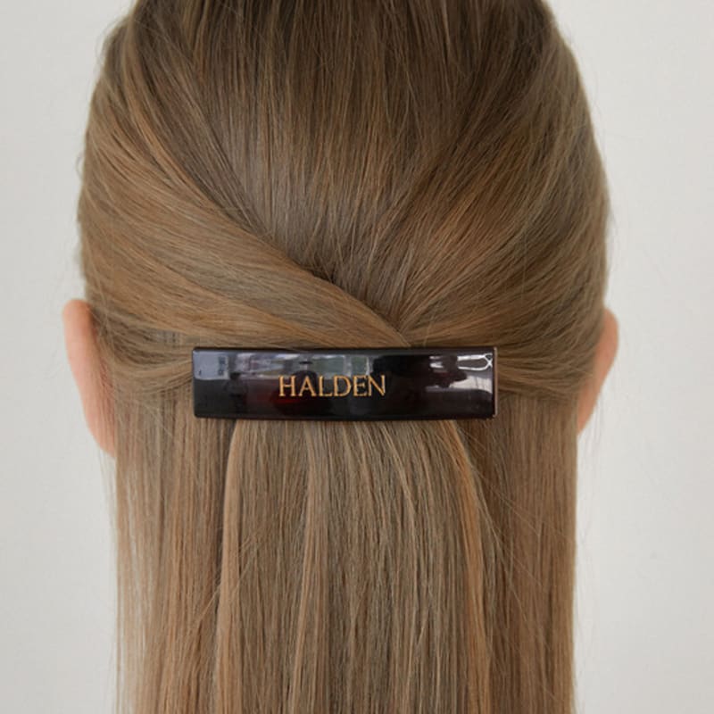 

halden rectangle logo hair pin (H034_brown) brown
