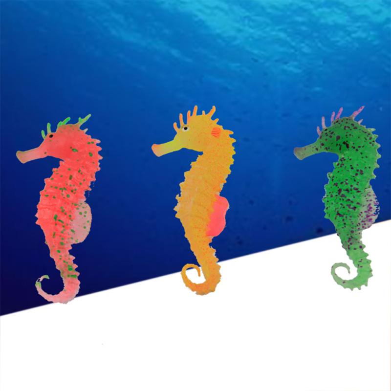 Silicone Artificial Luminous Hippocampus Fish Tank Aquarium Ornament Underwater Sea Horse Decoration