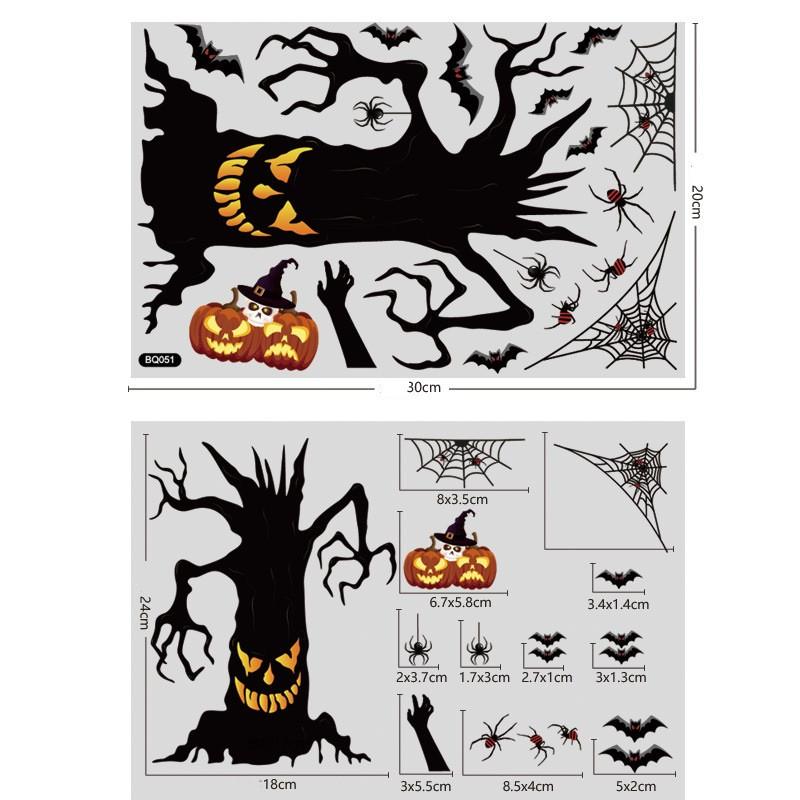 1 Pc Halloween Party Sticker  Ghost Spider Pumpkin Skeleton Sticker for DIY Decroate Window Static Electricity Sticker