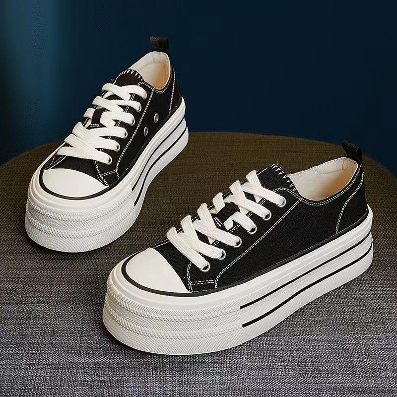 European Platform Canvas Shoes Women's New Spring Heightening Sports and Leisure Versatile Board Shoes