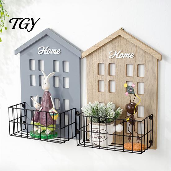 Charming Wall Shelves for Fairy Tale Style Wooden House Shape Shelf, Decorative Metal Storage Rack, Creative Sturdy And Wood Floating