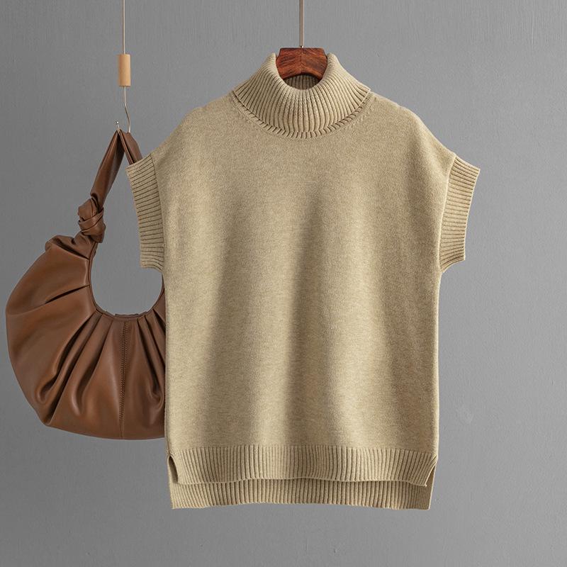 2024 Autumn/Winter Women's High Neck Sleeveless Knit Vest Top