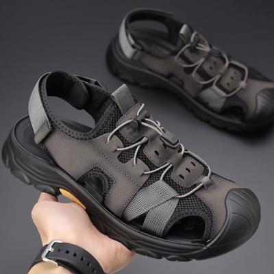 Men Sandals Leather 2025 Summer Men's Soft Soled Outdoor Leisure Breathable Beach Shoes Bag Head Sandals Men Walking Shoes