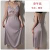 Underwear Pure Desire Silky Satin Lace Hot Deep V Plus Chest Pad Nightdress Robe Women's Suit