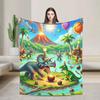 Cartoon Niedlicher Dinosaurier Weiche Warme Plüsch-Kuscheldecke für Kinder Jungen und Mädchen Flanell-Tagesdecke für Sofa Bett Außenbereich Druckabdeckung