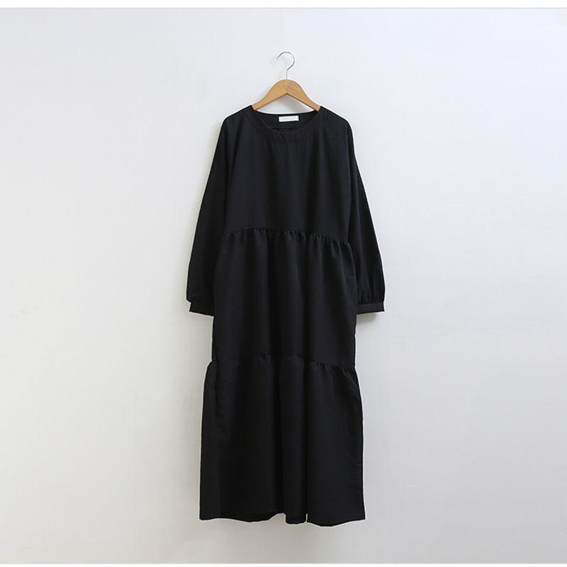 

Kong Style Autumn Clothes plus Size Women s Clothes Chubby Girl round Neck Pure Color Loose Mid Length Long Length Long Sleeves Dress Trendy Dress Black 4XL