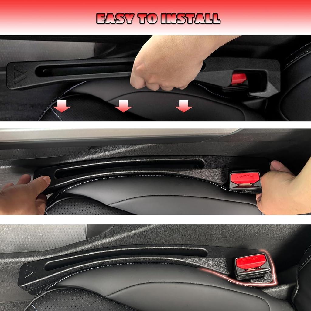 Car Seat Gap Filler Universal Fit Gap Filler Organizer Stop Things From Dropping For Car Trunk SUV, Black, Pack Of 2