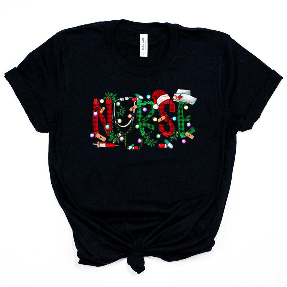 Christmas Nursing Tshirt Nursing School Shirt Nurse Christmas 2023 Tees Xmas Party Shirts Lit It Up Midwife Shirts Nurse Gifts