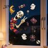 Translucent Halloween Window Cling 2 Sheets Clings, Cartoon Skeleton Static Stickers, Funny Stickers Ghosts Bats Pumpkins for Glass Doors Windows