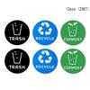 12pcs Diameter 10CM PVC Recycle Trash Bin Sticker Vinyl Stickers Decals For Label Bins, Containers, Garbage Cans Home Decor