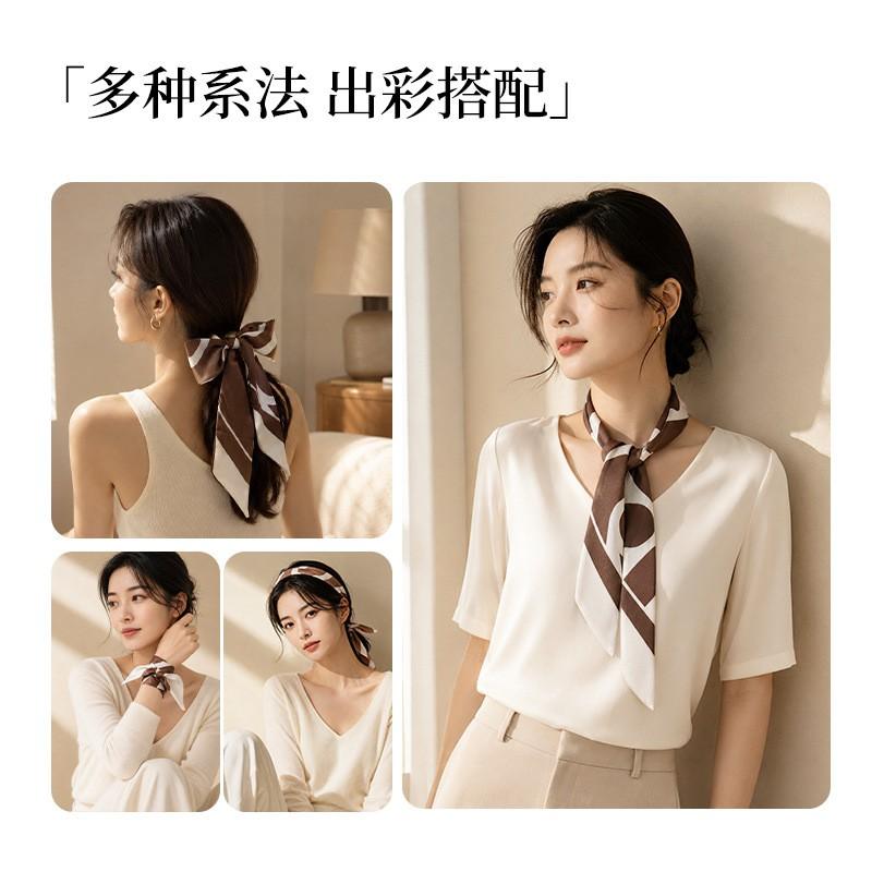 100% Pure Silk Scarf Women Lightweight Long Wrap Elegant Headband Stylish Accessory Fashion