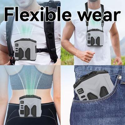 Tragbarer Halter-Nacken-Ventilator Turbo Hoher Wind-Taille-Ventilator USB-Aufladung mit extrem langer Akkulaufzeit für Zuhause, Outdoor, Baustellen