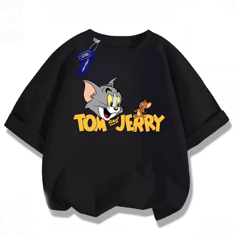 Summer 2026 Boys Girls T-Shirt Tom Jerry Short Sleeve for Boys Girls Children Tops Back To School