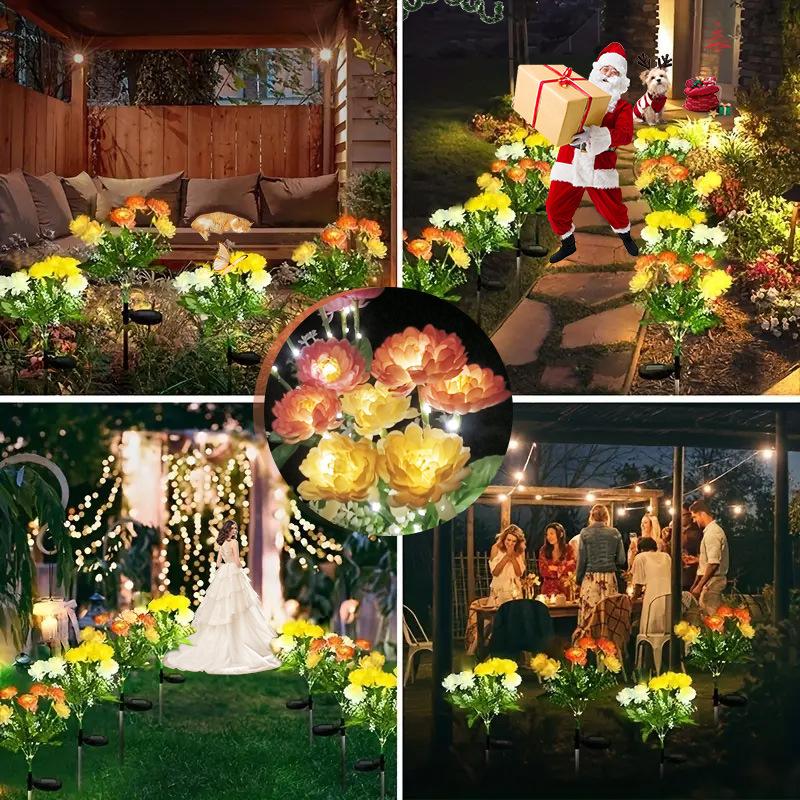 Solar LED Snow Lotus Simulation Flower Lawn Lamp Summer Garden Outdoor Wedding Holiday Home Patio Yard Decoration Party Lights