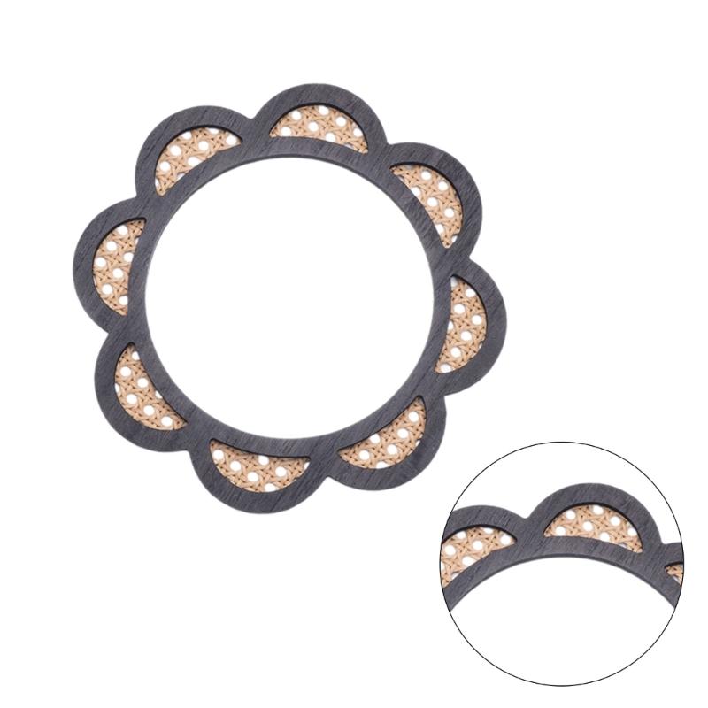Flower Shaped Woven Rattans Wall Mirrored Round Makeup Mirrored for Entryways X3UC