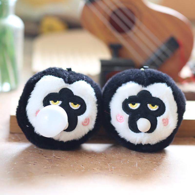 Adorable Bubble Blowing Monkey Plush Keychain Cute And Soft Stuffed Animal Toy