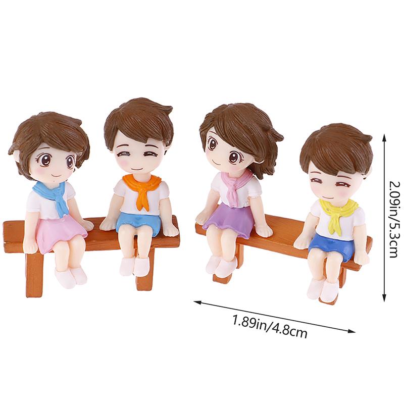 1Sada Sweet Couple Diy Miniaturní figurka Garden Deco Seat Micro Landscape