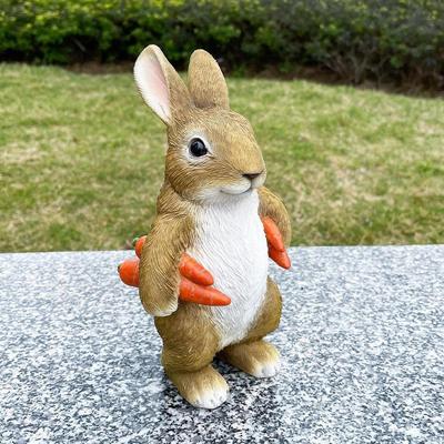 Hare Garden Statue Backyard Decoration Adorable Bunny Standing Sculpture Resin Animal Figurine for